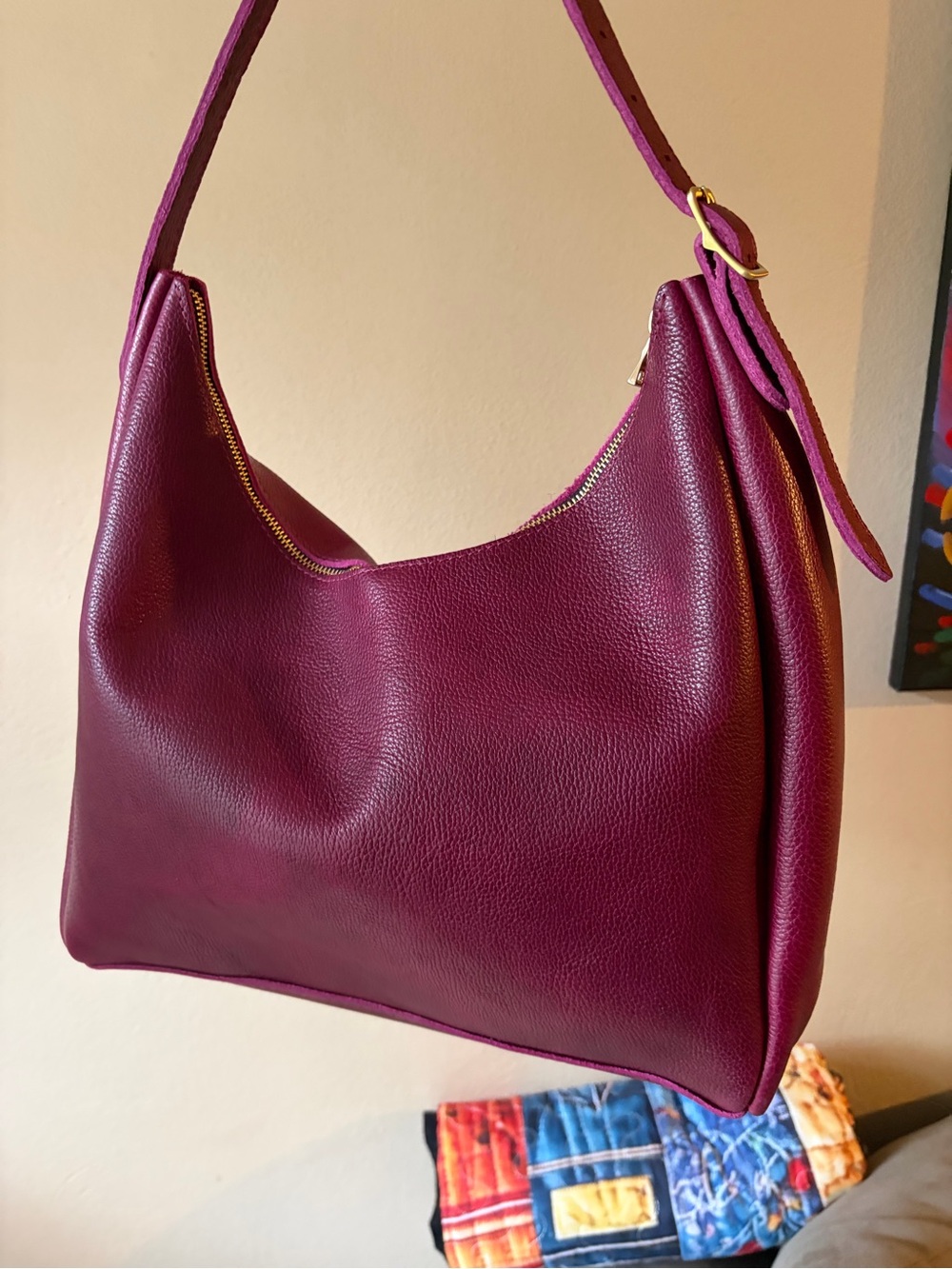 Portland Leather Large Aspen Shoulder Bag in Orchid
